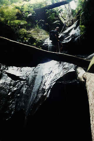 Sean descends the 2nd abseil